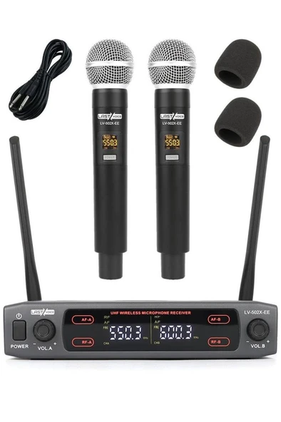 Lastvoice Lv-502EE UHF Dijital 2x30 Kanal Çiftli EL Telsiz Kablosuz Mikrofon ürün görseli 1