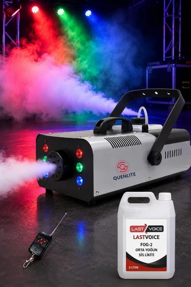 Quenlite Volcano-2000LK DMX Sis Makinası 2000 Watt LED Işıklı ve Uzaktan Kumandalı (5 Litre Likitli) ürün görseli 1