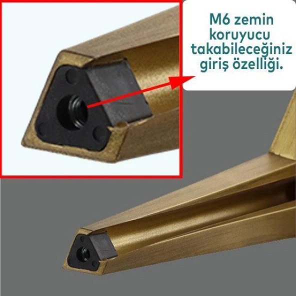 Mobilya Kanepe Sehpa TV Ünitesi Baza Koltuk Ayağı Çekyat Sarı Gold Altın Eskitme 23 cm Ayak ürün görseli 1