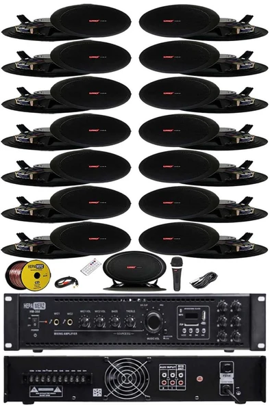 Lastvoice Black Maxx Paket-7 Tavan Hoparlörü ve 6 Bölgeli Anfi Ses Sistemi Paketi (Full Set) ürün görseli 1