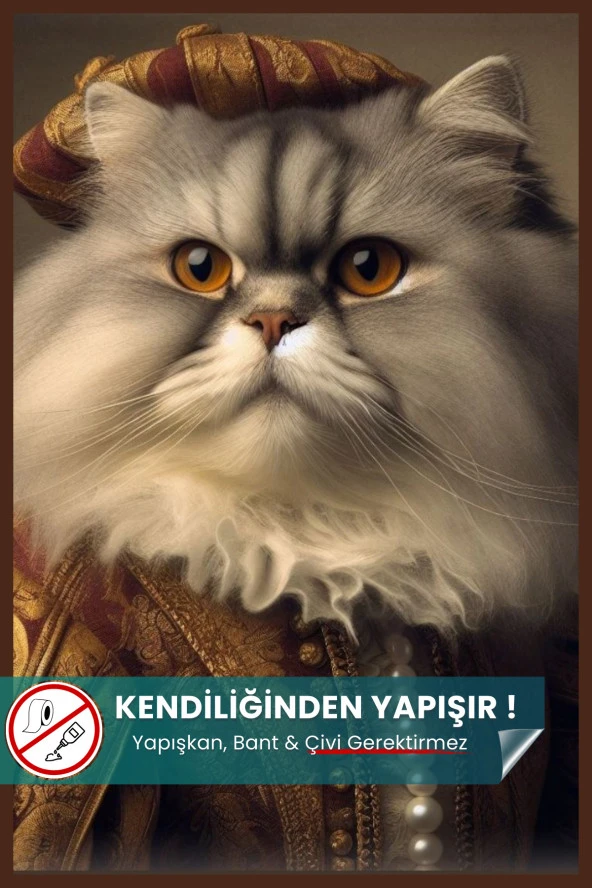 İran Kedisi Posteri, Soylu Kedi Posteri, Yüksek Çözünürlüklü Akıllı Kağıt Poster,Yapay Zeka Tasarım ürün görseli 1