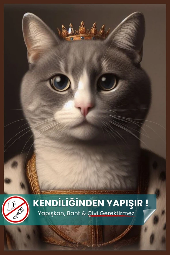 Lady Smoke Kedi Poster, Yüksek Çözünürlüklü Baskı Poster, Gri Kedi, Akıllı Kağıt, Yapay Zeka Tasarım ürün görseli 1