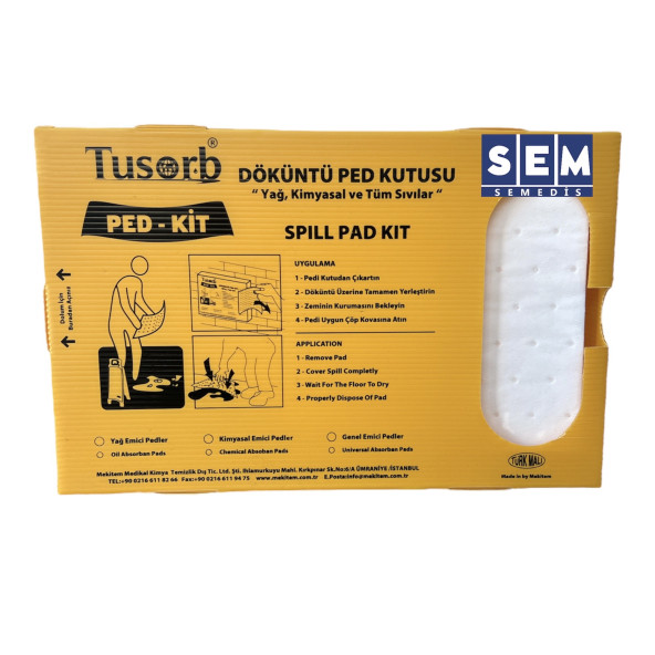 Semedis Döküntü Ped Kutusu Ped-Kit (Yağ emici) 20'li kutu 40x25 cm ürün görseli 1