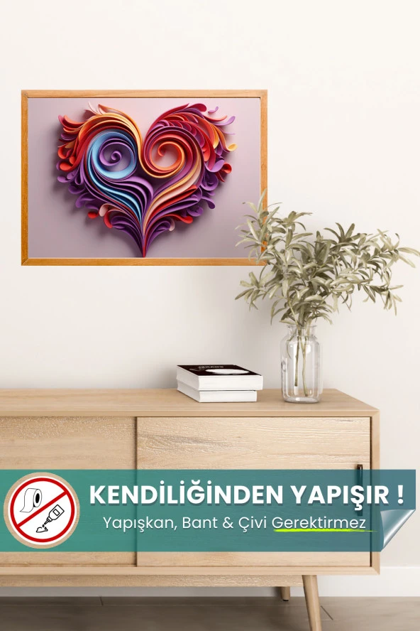 Renkli Kalp Poster Yapışkansız Statik Tutunan İnovaitf Akıllı Kağıt Poster ürün görseli 1