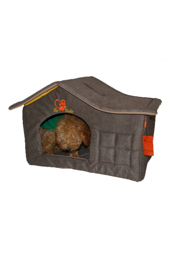 Pet Çatılı Iç Mekan Kedi&köpek Evi Bej ürün görseli 1