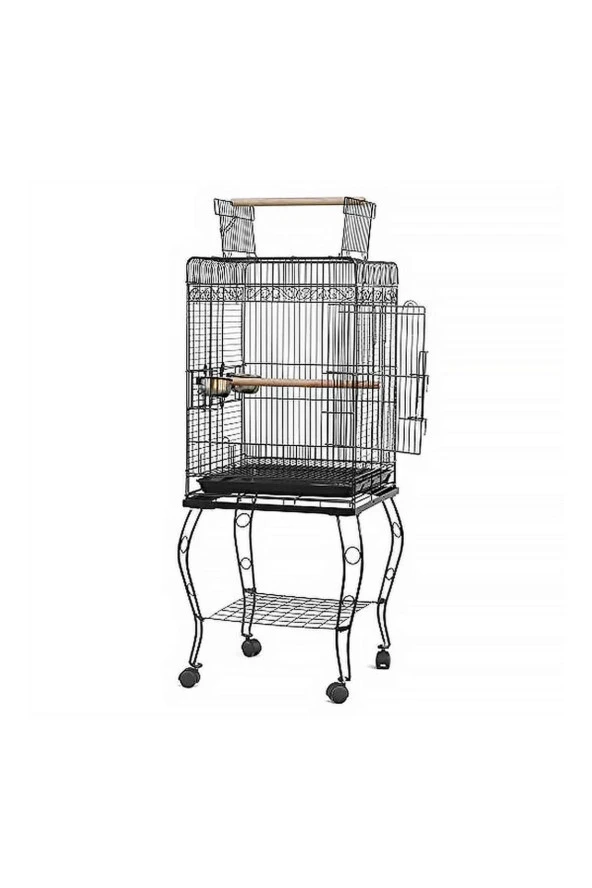 Qh Pet Papağan Kafesi Açılır Çatılı Siyah 51x51x129 159079 ürün görseli 1