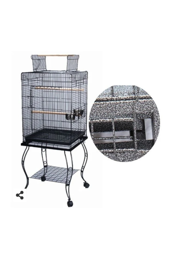 Sehpalı Papağan Kafesi Dövme Demir Ultra Lux 51x51x129 ürün görseli 1