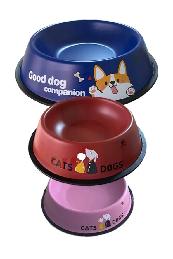 Renkli Metal Mama Kabı 18 cm Kedi Köpek Mama Su Kabı ürün görseli 1