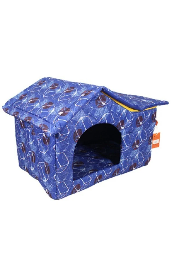Çatılı Kedi Ve Köpek Evi Mavi Küp Dış Mekan ürün görseli 1