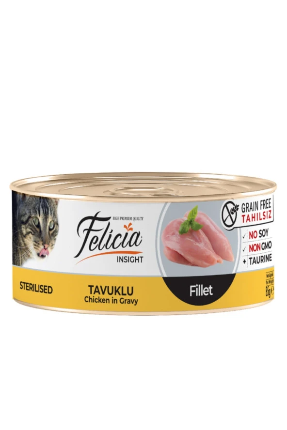 Felicia Tahılsız 85 gr Sterilised-tavuklu Fileto Yaş Kedi Maması ürün görseli 1