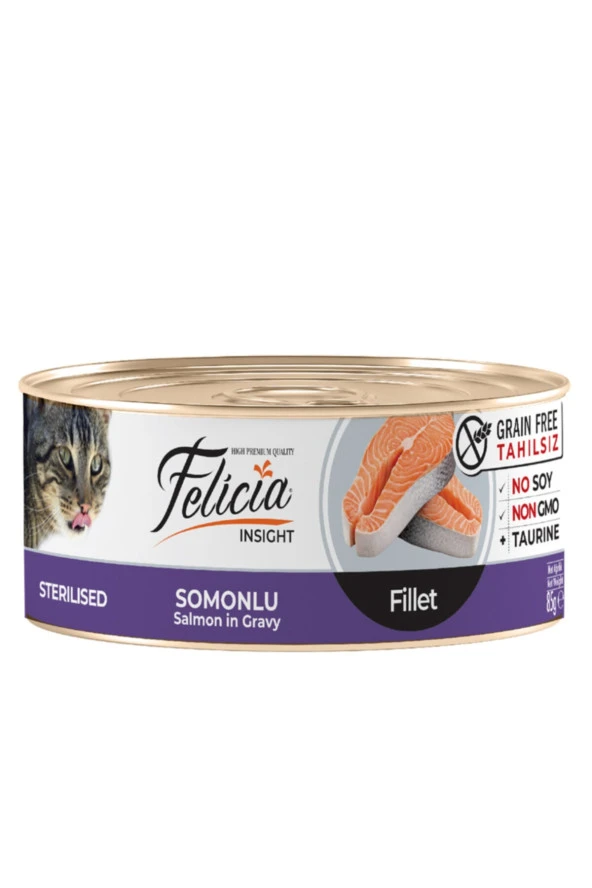 Felicia Tahılsız 85 Gr Sterilised-somonlu Fileto Yaş Kedi Maması 24 Ad ürün görseli 1
