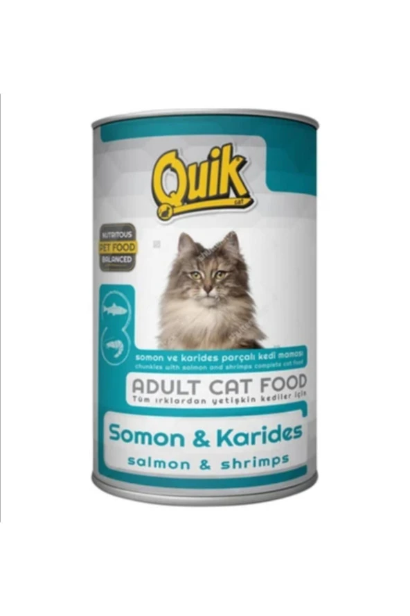Quik Somon Ve Karidesli Yetişkin Kedi Konserve Maması (415 GR) ürün görseli 1