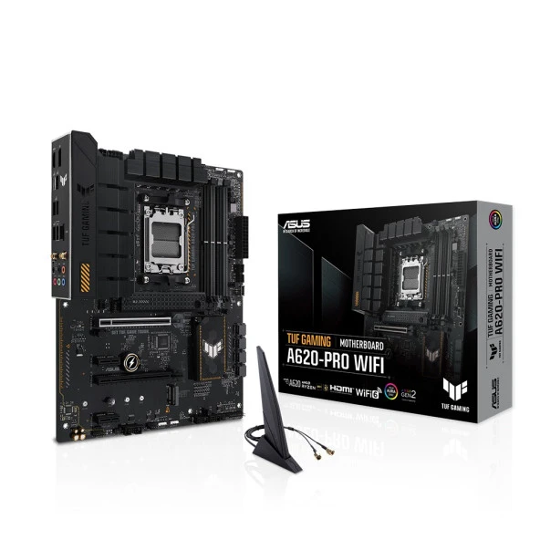 ASUS TUF GAMING A620-PRO WIFI Amd A620 Soket AM5 DDR5 6400 Mhz AURA RGB ATX Anakart ürün görseli 1
