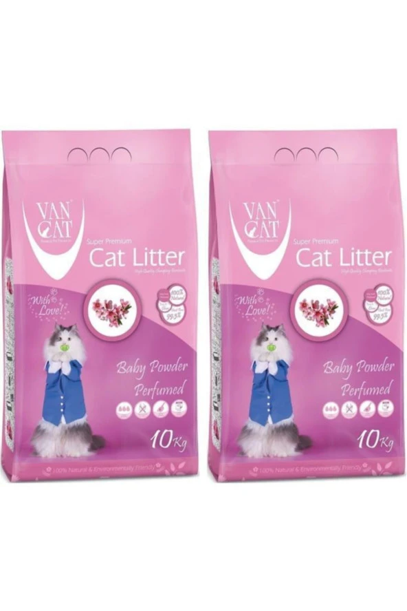 Van Cat Kokulu Baby Powder Parfümlü Kedi Kumu 10 Kg 2 Adet ürün görseli 1