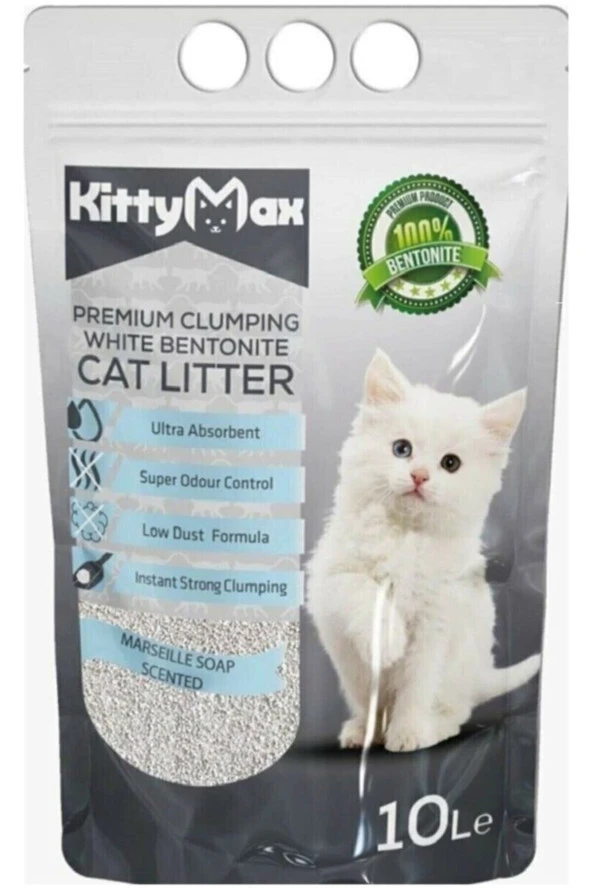 Kitty Max Marsilya Sabunu Kokulu Bentonit Kedi Kumu 10lt Kalın Taneli ürün görseli 1