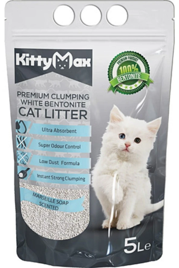 Kitty Max Marsilya Sabunu Kokulu Bentonit Kedi Kumu 5 Lt ürün görseli 1
