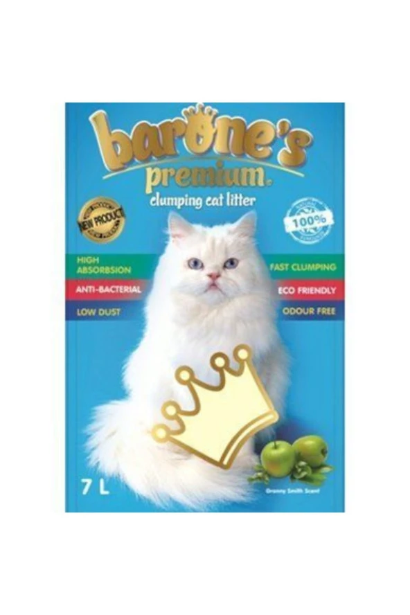 Barone's Premıum Bentonıt Kedi Kumu , 7 Lt Elmalı-sabunlu Kalın Taneli ürün görseli 1