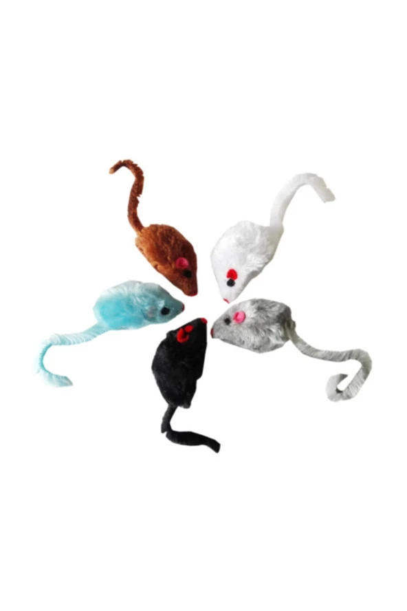 Renkli Kedi Oyuncak Tüylü Peluş Fare 3X5X10 Cm ürün görseli 1