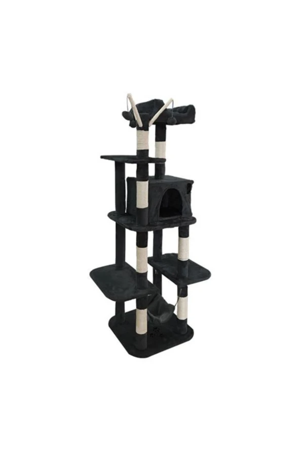 Tectake Kedi Tırmalama Kulesi Siyah 155 Cm - Resim 2