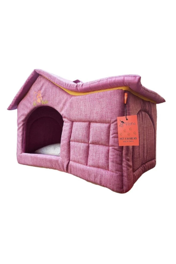 La Vista Iç Mekan Kedi Ve Köpek Çatılı Ev Pembe 56-36-45cm ürün görseli 1