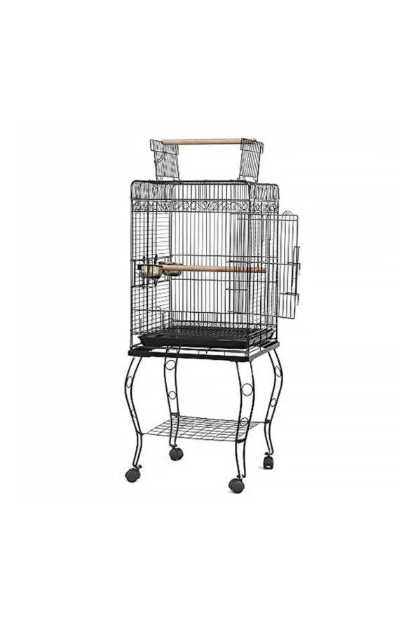 QH Pet Papağan Kafesi Açılır Çatılı Siyah 51x51x129 ürün görseli 1