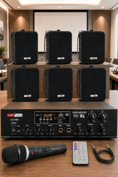 Lastvoice Black Soft Paket-4 Hoparlör Anfi Mikrofon Mağaza Ses Sistemi ürün görseli 1