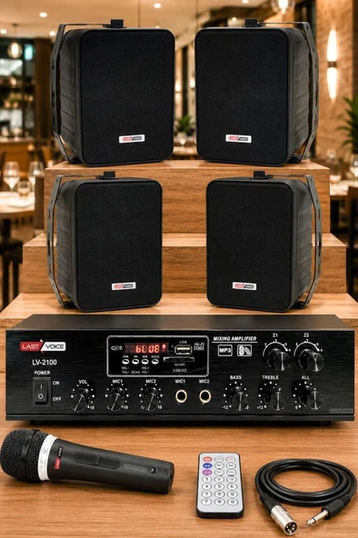 Lastvoice Black Soft Paket-3 Hoparlör Anfi Mikrofon Mağaza Ses Sistemi ürün görseli 1