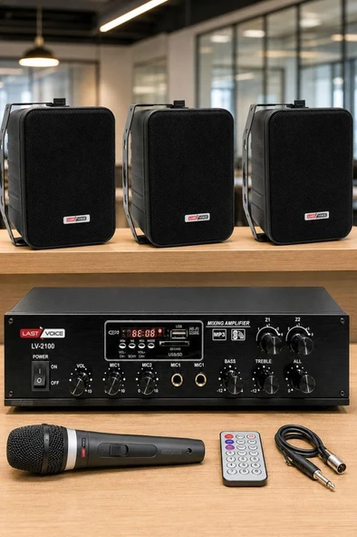 Lastvoice Black Soft Paket-2 Hoparlör Anfi Mikrofon Mağaza Ses Sistemi Seti ürün görseli 1