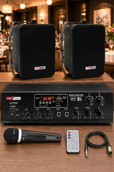 Lastvoice Black Soft Paket-1 Hoparlör Anfi Mikrofon Mağaza Ses Sistemi Seti ürün görseli 1