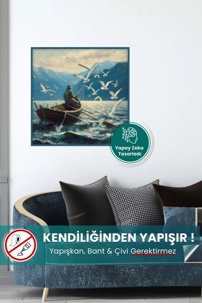 Balıkçı Posteri - Yapışkansız Statik Tutunan Akıllı Kağıt Poster, Premium Baskı ürün görseli 1