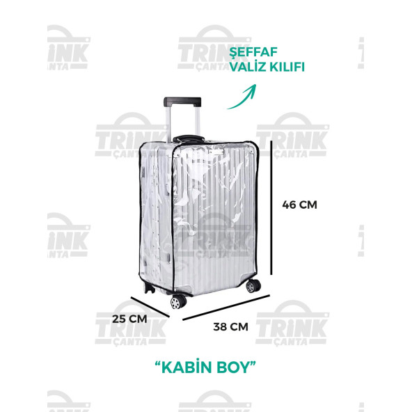 Trink Çanta VALİZ ve BAVUL Kılıfı Şeffaf Su Geçirmez Kir Tutmaz Kolay Temizlenebilir Kabin Boy ürün görseli 1