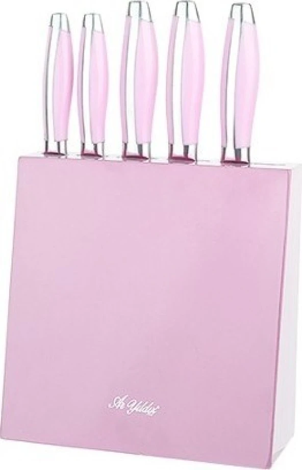 Aryıldız Standlı 5 Prç Bıçak Seti Pembe ürün görseli 1
