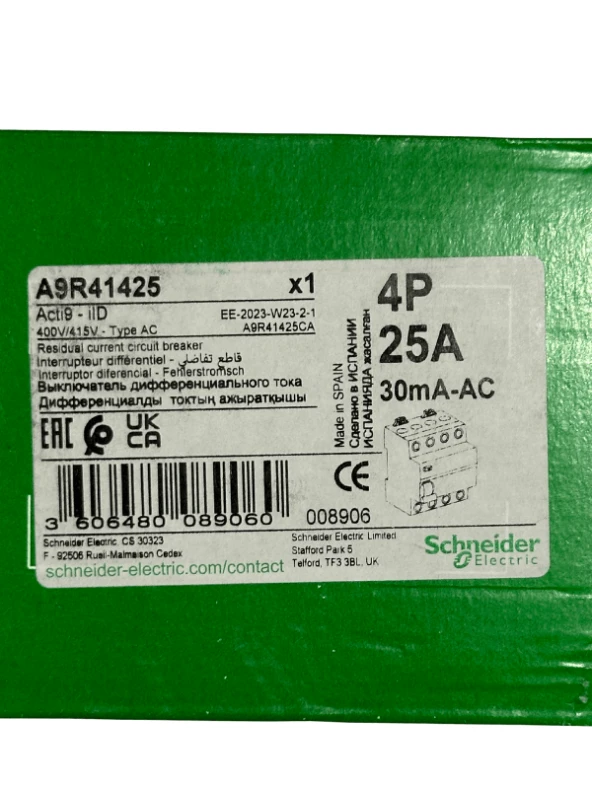 Schneider 4P 25A 30mA Kaçak Akım Rölesi ürün görseli 1