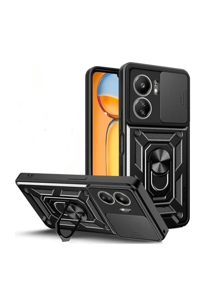 Gpack Xiaomi Redmi 13C Kılıf Sert Silikon Tank Aramid Sürgülü Vega Yüzüklü ürün görseli 1