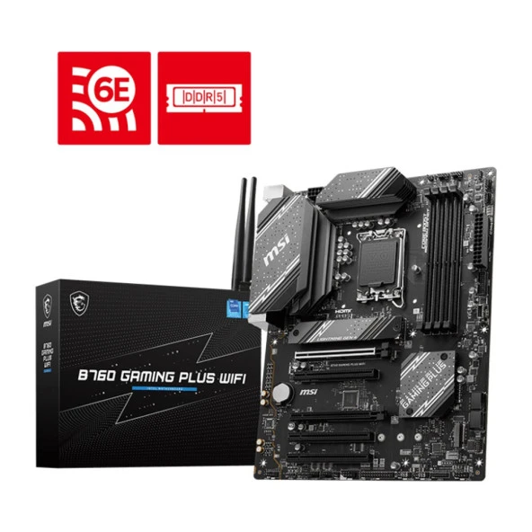 MSI B760 GAMING PLUS WIFI Soket 1700 B760 DDR5 6800MHZ(OC) PCI-E Gen4  ATX Anakart ürün görseli 1