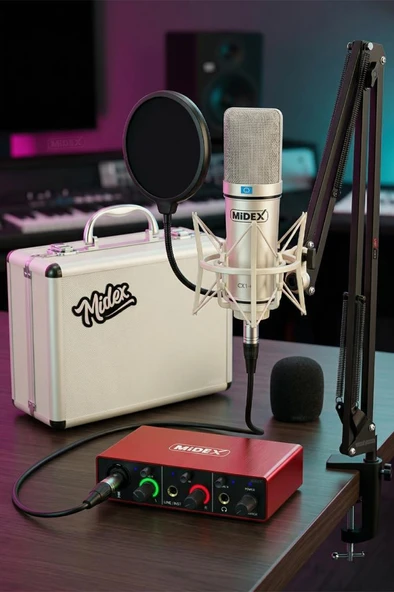 Midex CX1-C Mikrofon GLX-500 Ses Kartı + Stand Pop Filtre Set ürün görseli 1