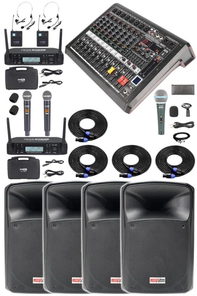 Midex Extreme Paket-2 Mixer Hoparlör Mikrofon Full Ses Sistemi Seti ürün görseli 1