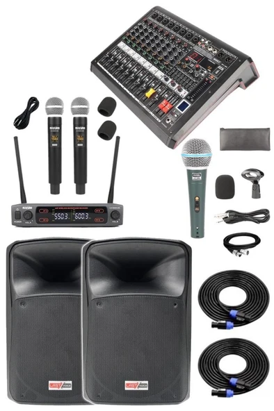 Midex Extreme Paket-1 Mixer Hoparlör Mikrofon Full Ses Sistemi Seti ürün görseli 1