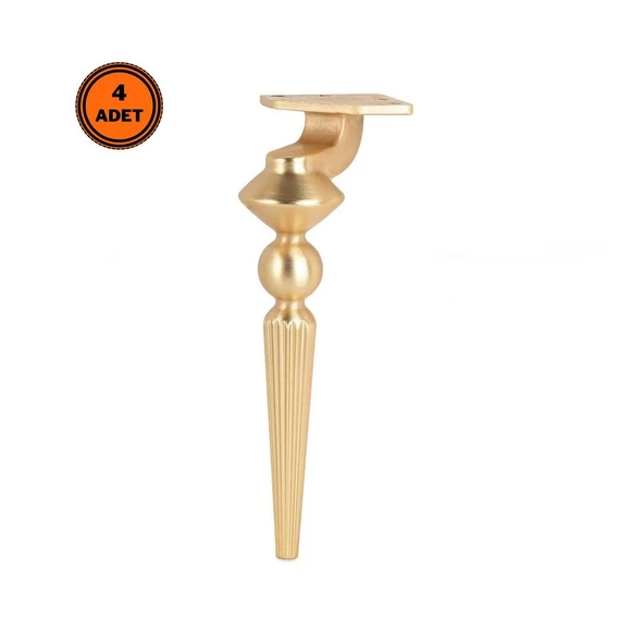 4 Adet Tuva Lüx Metal Ayak 21 cm Mat Altın Mobilya Koltuk Ayağı ürün görseli 1