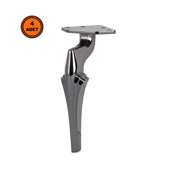 4 Adet Zeus Lüx Metal Ayak 21 cm Füme Mobilya Koltuk Ayağı ürün görseli 1