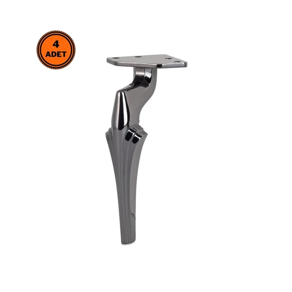 4 Adet Zeus Lüx Metal Ayak 16 cm Füme Mobilya Koltuk Ayağı ürün görseli 1