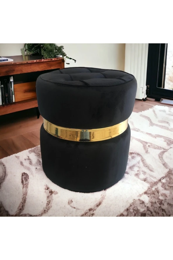 Puf Lüks Silinebilir Kumaş Kapitoneli Gold Detaylı ürün görseli 1