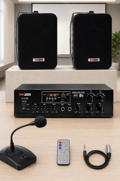 Lastvoice Black Large Paket-1 Hoparlör ve Anfi Anons Ses Sistemi Seti ürün görseli 1