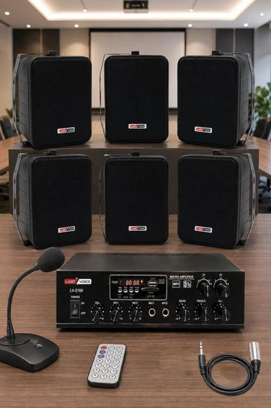 Lastvoice Black Large Paket-5 Hoparlör ve Anfi Anons Ses Sistemi Seti ürün görseli 1
