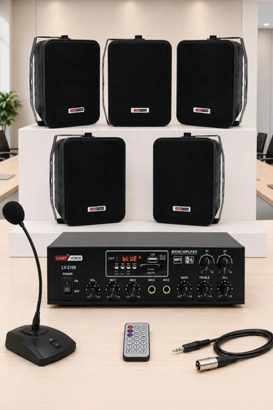 Lastvoice Black Large Paket-4 Hoparlör ve Anfi Anons Ses Sistemi Seti ürün görseli 1