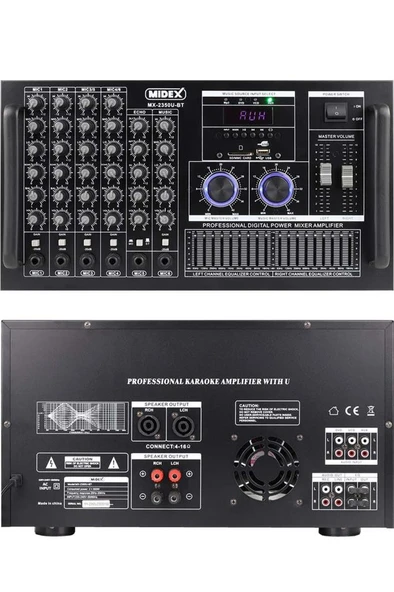 Midex Mx-2350U Ekolayzer'lı Stereo Power Mikser Anfi 2x350 Watt 4-16 Ohm ürün görseli 1