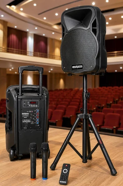 Lastvoice LS-P1912EE-ST Portatif Taşınabilir Mikrofonlu Stantlı Seyyar Ses Sistemi 12 İNÇ 800 WATT ürün görseli 1