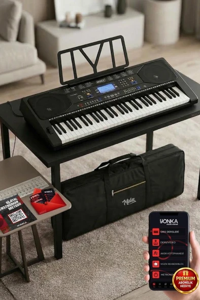 Midex PS-4500 Tuş Hassasiyetli 61 Tuşlu Org Dijital LCD Ekran USB MP3 Çanta Notalık Adaptör Dahil (300 Ses 300 Ritim) ürün görseli 1