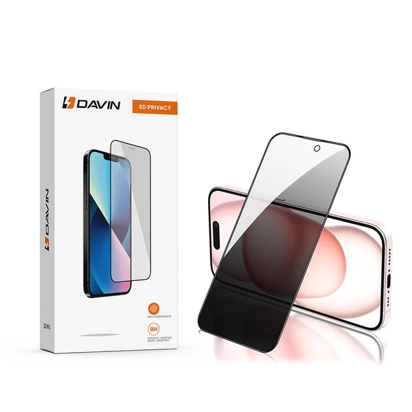 Vendas Apple iPhone 15 Davin 5D Privacy Cam Ekran Koruyucu ürün görseli 1