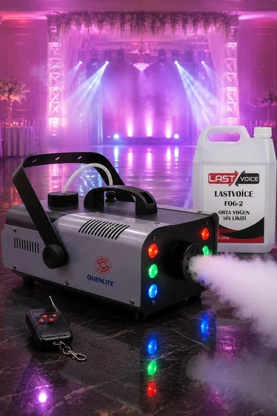 Quenlite QL-1200RGB-LK LED Işıklı Sis Makinası 1200 Watt Uzaktan Kumandalı (5 Litre Likit ile Birlikte) ürün görseli 1